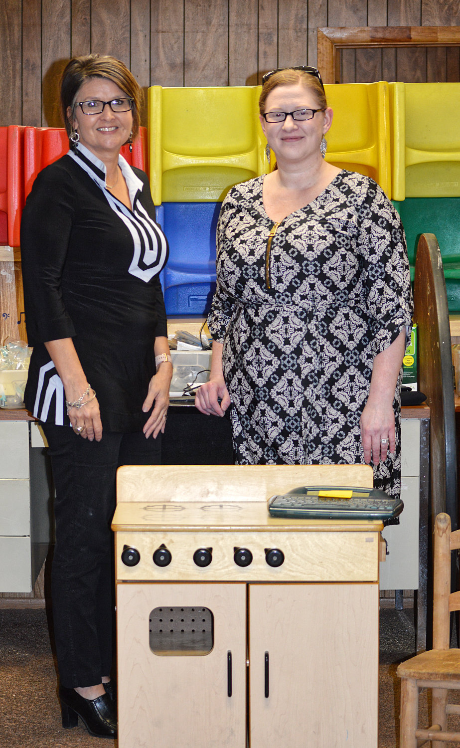 Dr. Tammy Willis, director of special education, and Dr. Rebecca Roos, assistant director of special education, are looking forward to providing students with much needed technology through the money generated from the upcoming garage sale.